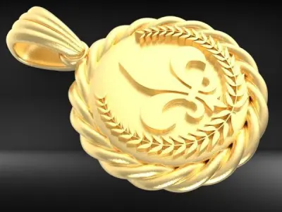 fleur de lis Necklace Pendant Charm Jewelry  3D print model