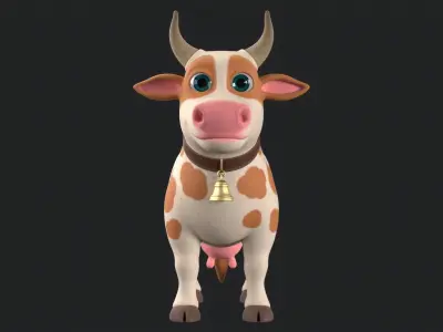 Cartoon Cow V3 Low-poly 3D model