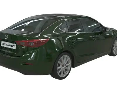 Realistic Car Mazda 3 with Interior Rigged PBR Vehicle Low-poly 3D model