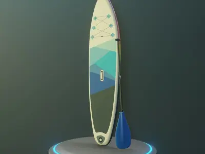 Inflatable Stand-up Paddle Board Low-poly 3D model