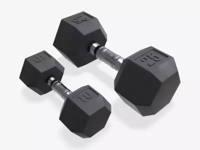 Hexagonal dumbbells rubberized 01 3D model