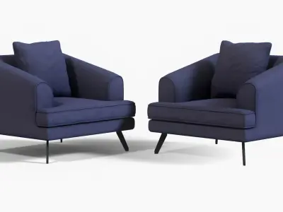 Nicolo Armchair blue finish Low-poly 3D model