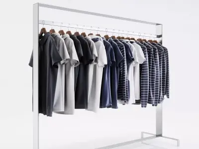 Various t-shirts and thin sweaters 3D model