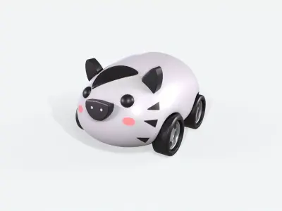 Cartoon Zebra Car Cute Low-poly 3D model