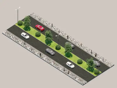 Road types Remastered  ID002 Free 3D model