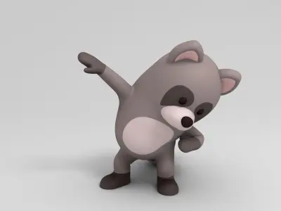 Rigged Cartoon Raccoon 3D model