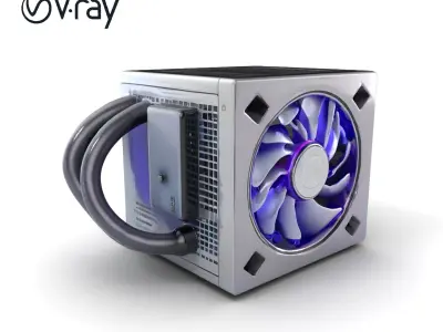 Modular Power Supply Unit with Cosmic Purple Lighting model pack Low-poly 3D model