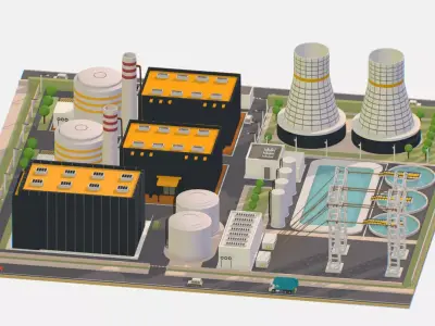 Presenting Nuclear Power Station Low-poly 3D model