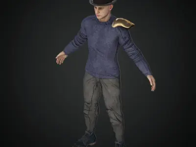  Steampunk rigged character Low-poly 3D model