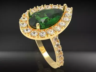 Pear Shaped jewellry Ring 3D print model