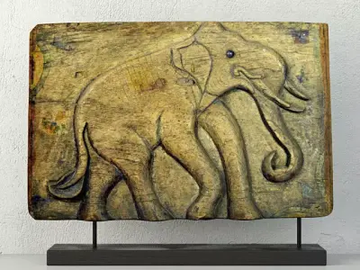 Thai Chiang Mai Bas Relief Wooden Carving 3D model