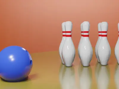 Bowling ball crashing into pins Free low-poly 3D model