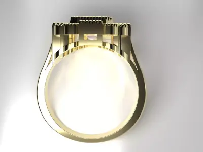 Vintage Emerald Cut Halo Ring Free 3D print model