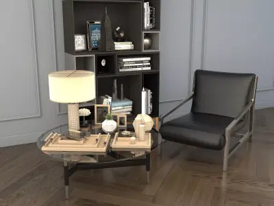 Modern Coffee Table and Armchair Set 3 3D model