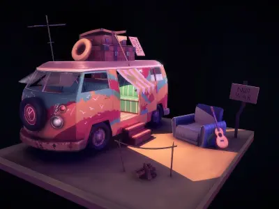 Peace Van Low-poly 3D model