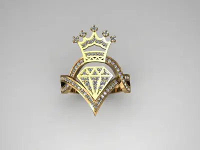 ring diamond and crown   3D print model
