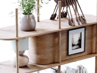 Modern shelf and rack set 787 Low-poly 3D model