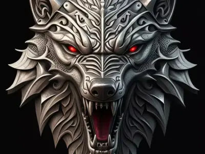 Pendant Wolf Pendant Wolf Head Animal Pendant 3D print model