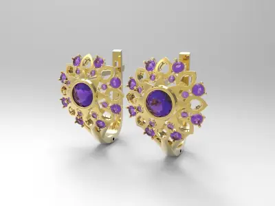 Pretty earrings - Titanic sapphire 3D print model 3D print model 3D print model