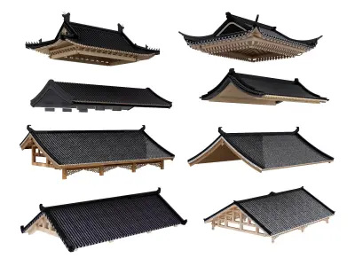 Chinese eaves Low-poly 3D model
