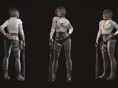 Lady Biker Low-poly 3D model