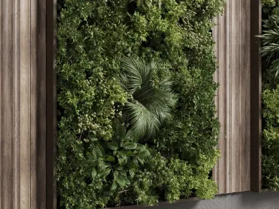 Vertical Wall Garden With Wooden frame set 53 Low-poly 3D model