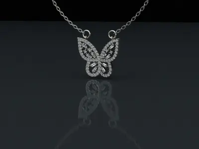 Diamond Butterfly pendant 3D print model