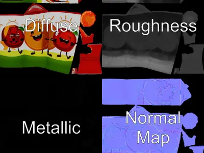 Juice Carton Character Model Pack Low-poly 3D model