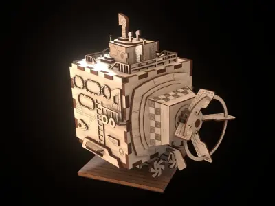 Wooden Full House Man Car Zeppelin Ballon Submarine 3D model