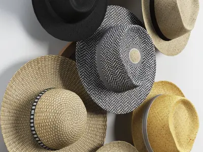 Decorative set of hats 3D model