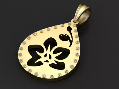 gold teardrop pendant  3D printable model  3D print model
