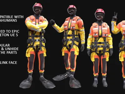 Mens and Womens Rescue Swimming Suit 1 3D Model Collection