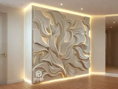 modern panel wall decor set wall relief mural CNC 88 3D model