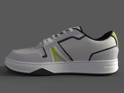 Lacoste Leather Sneakers Light Grey White Low-poly 3D model