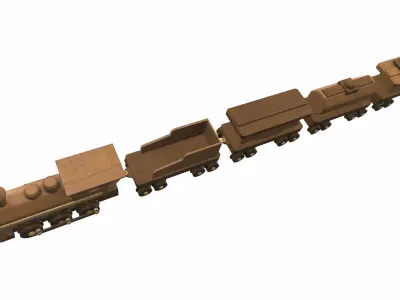 Wooden train toy 4 Free 3D model