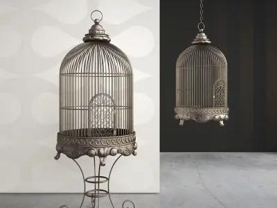 Antique Birdcage 01 3D model