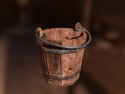 Medieval Bucket PBR Low-poly 3D model