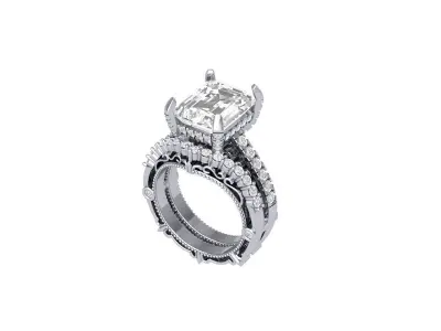 Emerald Solitaire Art Deco Ring 3D print model