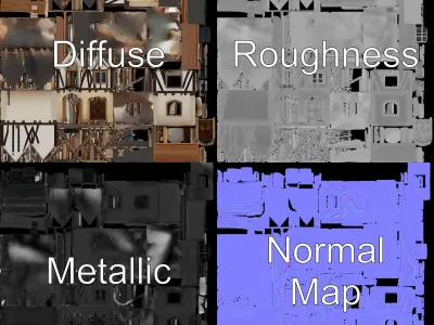 Medieval House Model Pack with Detailed Architecture Low-poly 3D model