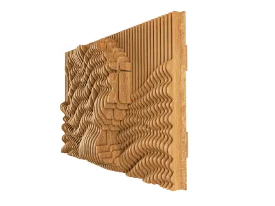 Parametric Wavy Wooden Wall Decor 24 - wood cutting machines  3D model