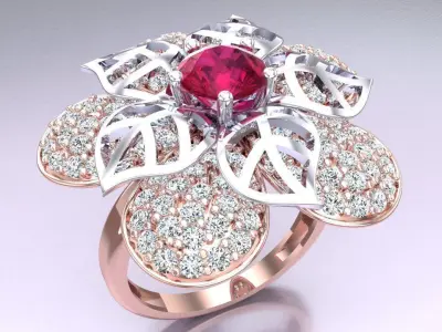  Mesh flower ring - Italian rings - Womens Rings - N6585 3D print model