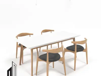 Dining Table Set 01 3D model