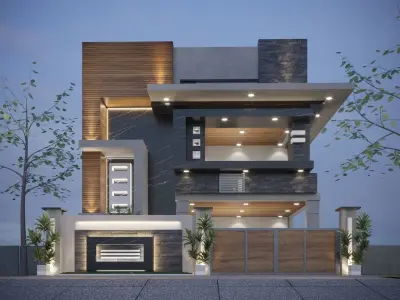 Modern house Low-poly 3D model  Free low-poly 3D model