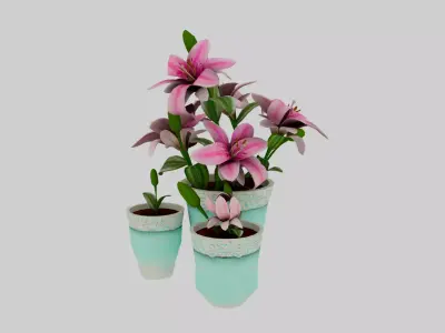 Handpainted Lillies by Brin Z Prince Low-poly 3D model