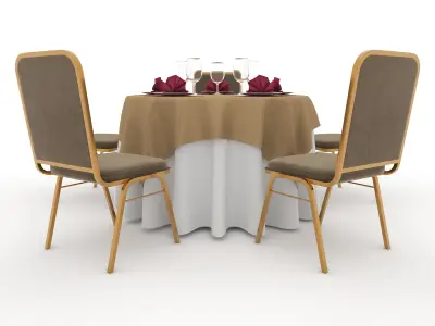 Banquet Table and Chair 07 3D model