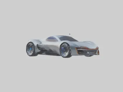 Concept Car with Futuristic Wheel Design model 3D model