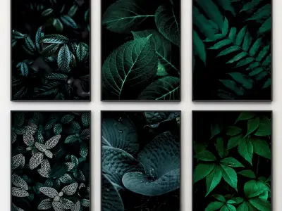 JUNIQE Dark leaves poster 3D model