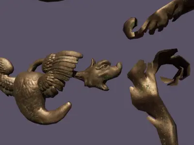 Floral bronze decoration sculpture kit bash set  Low-poly 3D model