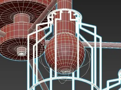 escada six light caged ceiling light 3D model