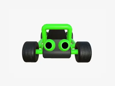 Cartoon Kart H03 Green - Vehicle Racing Design Low-poly 3D model